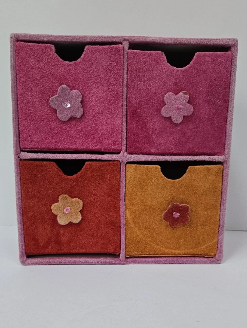 Suede 4-Drawer Cube Organizer - Pink & Orange